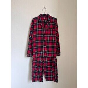 SKIMS Men's Tartan Flannel Cotton Pajama Set in Red Size MEDIUM
